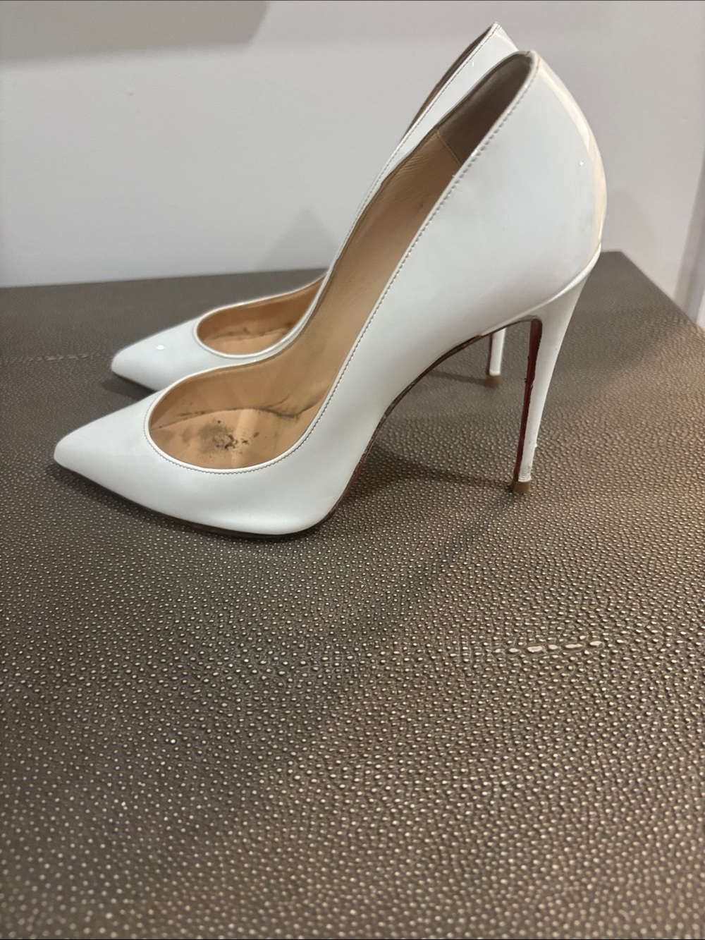 Christian Louboutin White Patent Pointed-Toe Pumps - Picture 3 of 5